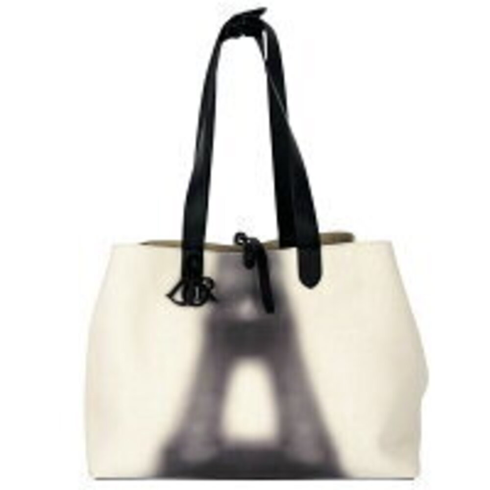 Christian Dior Tote Bag Toujours Handbag Eiffel Tower Shoulder Ivory White
